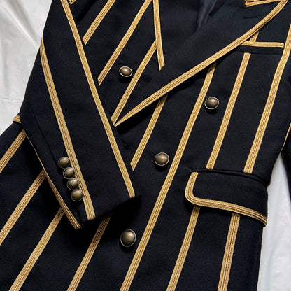 Saint Laurent Spring 2019 Metalica Gold Striped Double-Breasted Blazer 36