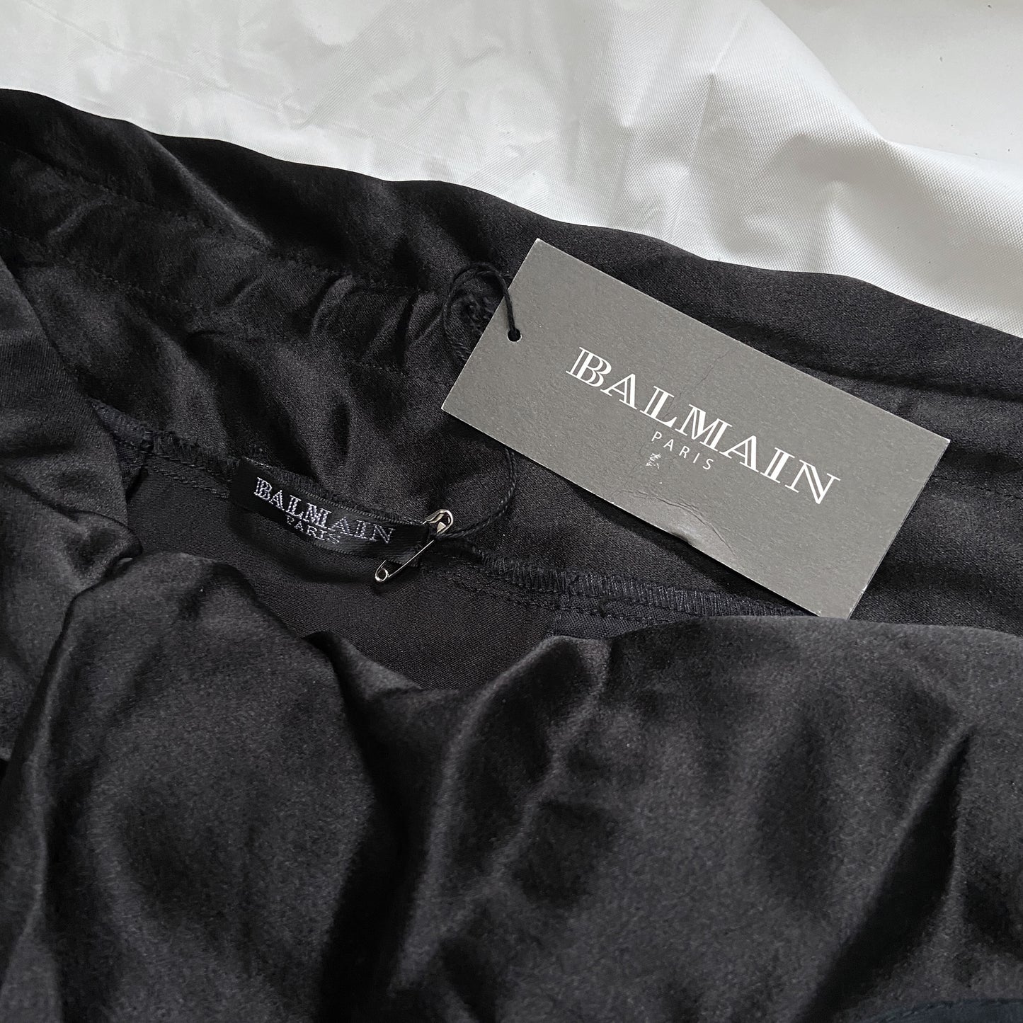 BWNT Balmain Decarnin Era Fall 2009 Black Silk Cargo Bondage Drop Crotch Pants