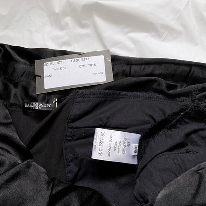 BWNT Balmain Decarnin Era Fall 2009 Black Silk Cargo Bondage Drop Crotch Pants