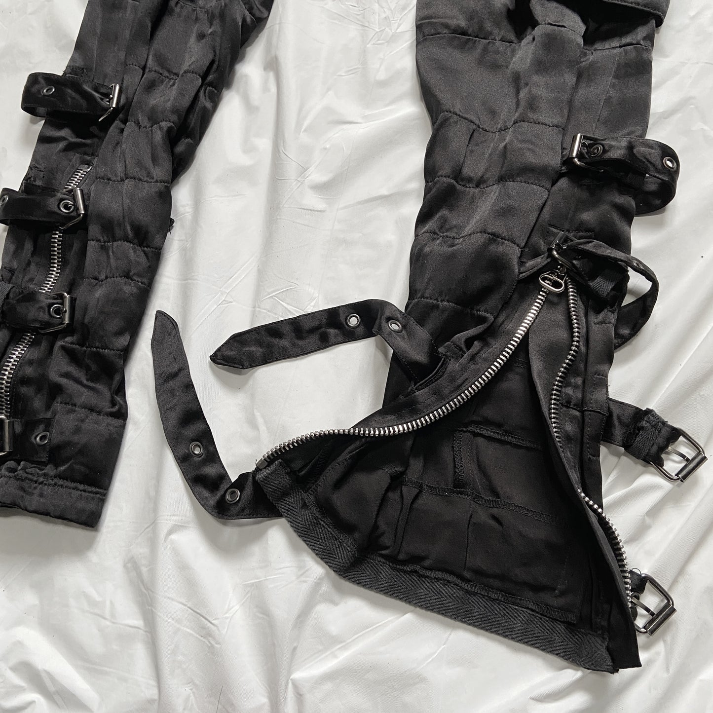 BWNT Balmain Decarnin Era Fall 2009 Black Silk Cargo Bondage Drop Crotch Pants