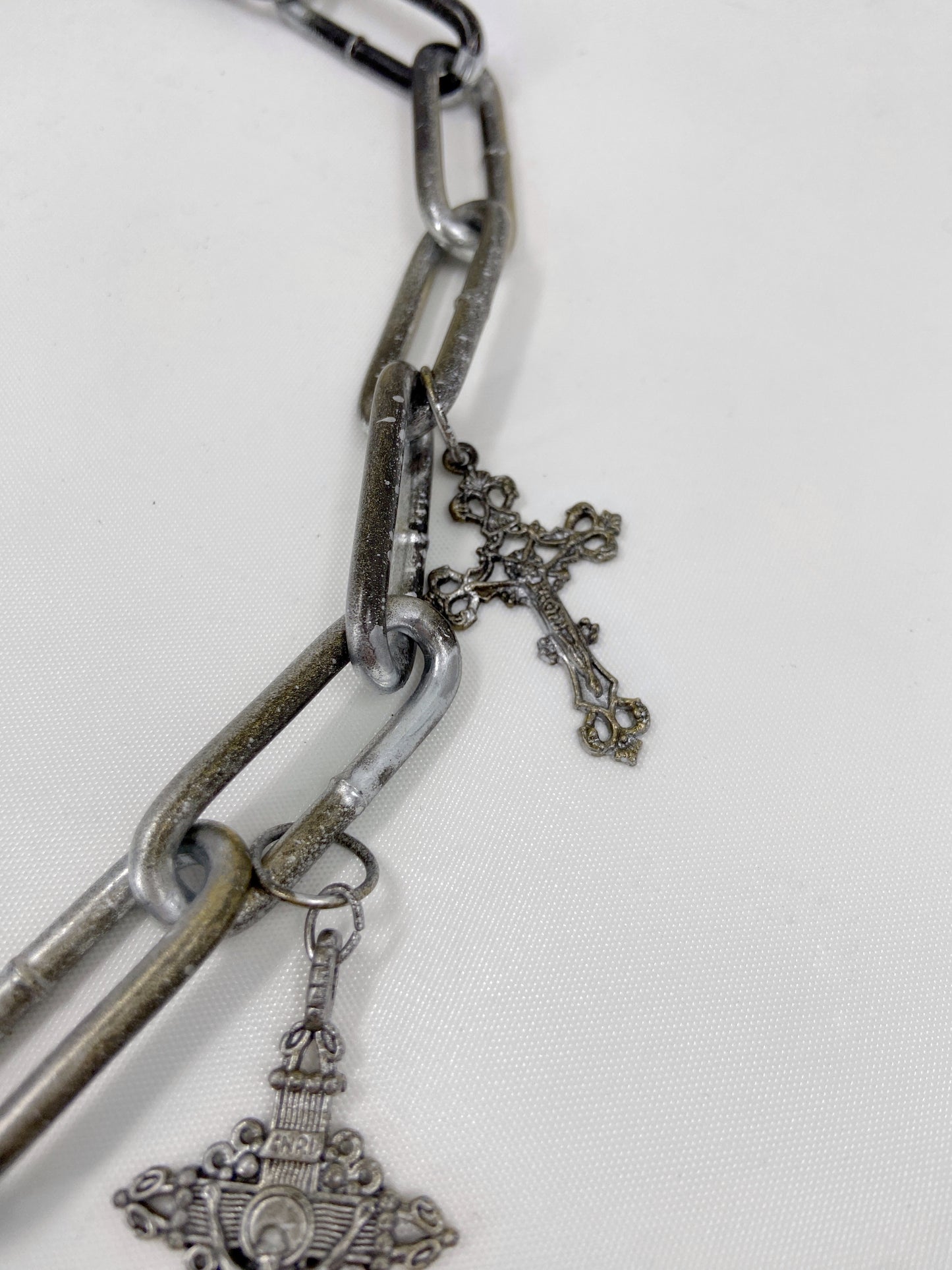 Jean Paul Gaultier 90S Sample 1/1 XXL Silver 11 Crucifix Cross Chain Necklace