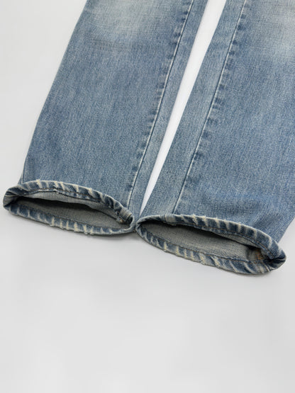 Gucci Fall 2001 Tom Ford “G” Cursive Embroidery Light Blue Washed Jeans 40