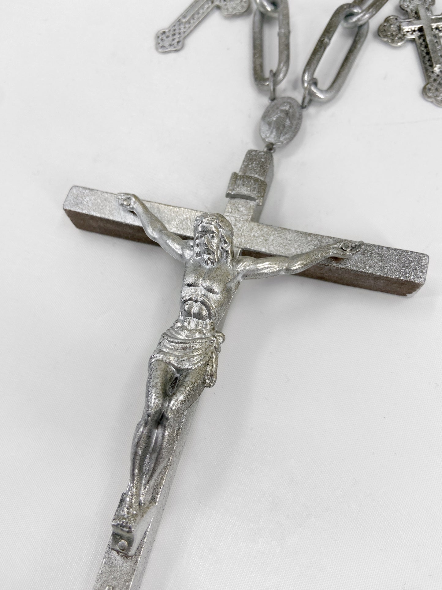 Jean Paul Gaultier 90S Sample 1/1 XXL Silver 11 Crucifix Cross Chain Necklace