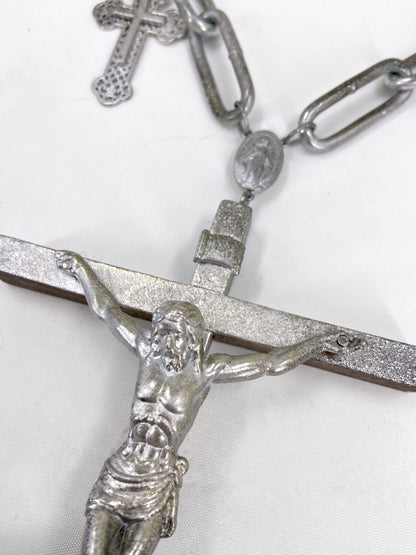 Jean Paul Gaultier 90S Sample 1/1 XXL Silver 11 Crucifix Cross Chain Necklace