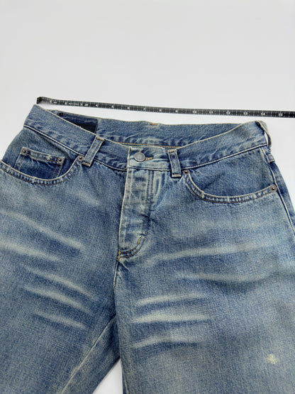 Gucci Spring 2001 Tom Ford Light Blue Denim Cropped Jacket Jeans Set 38