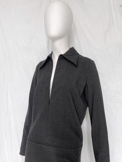 Gucci Fall 1997 Tom Ford Minimal Grey Zip Dress 40