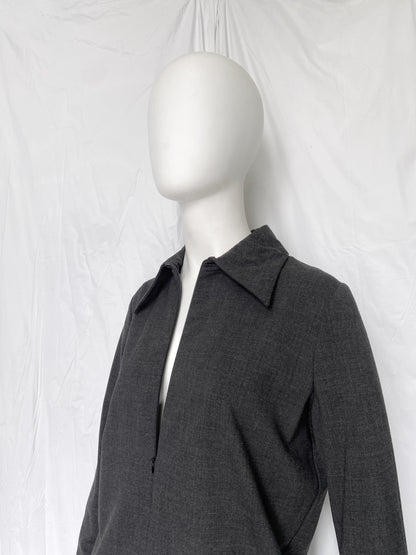 Gucci Fall 1997 Tom Ford Minimal Grey Zip Dress 40