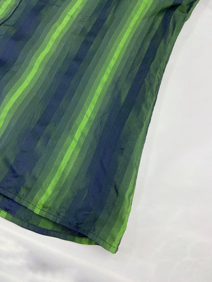 Gucci Fall 1997 Tom Ford Look #20/#18 Green Silk Striped Shirt with Ombré Silk Velvet Tie