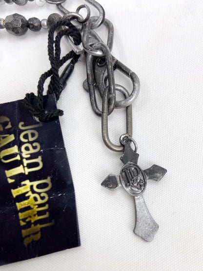 BWNT Jean Paul Gaultier 90S Sample 1/1 Grail XXL Painted Jesus Crucifix Cross Bull Beaded Necklace