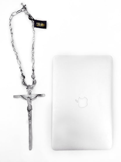 BWNT Jean Paul Gaultier 90S Sample 1/1 Grail XXL Painted Jesus Crucifix Cross Bull Beaded Necklace