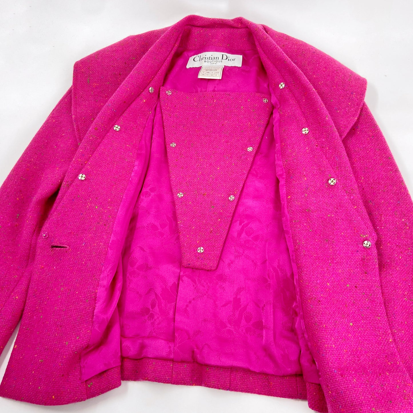 Christian Dior Fall 1998 John Galliano Candy Fuchsia Oversized Lapel Bar Jacket