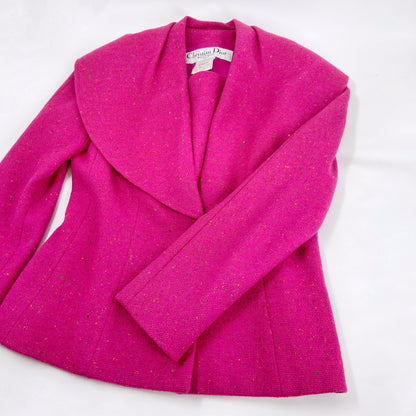 Christian Dior Fall 1998 John Galliano Candy Fuchsia Oversized Lapel Bar Jacket