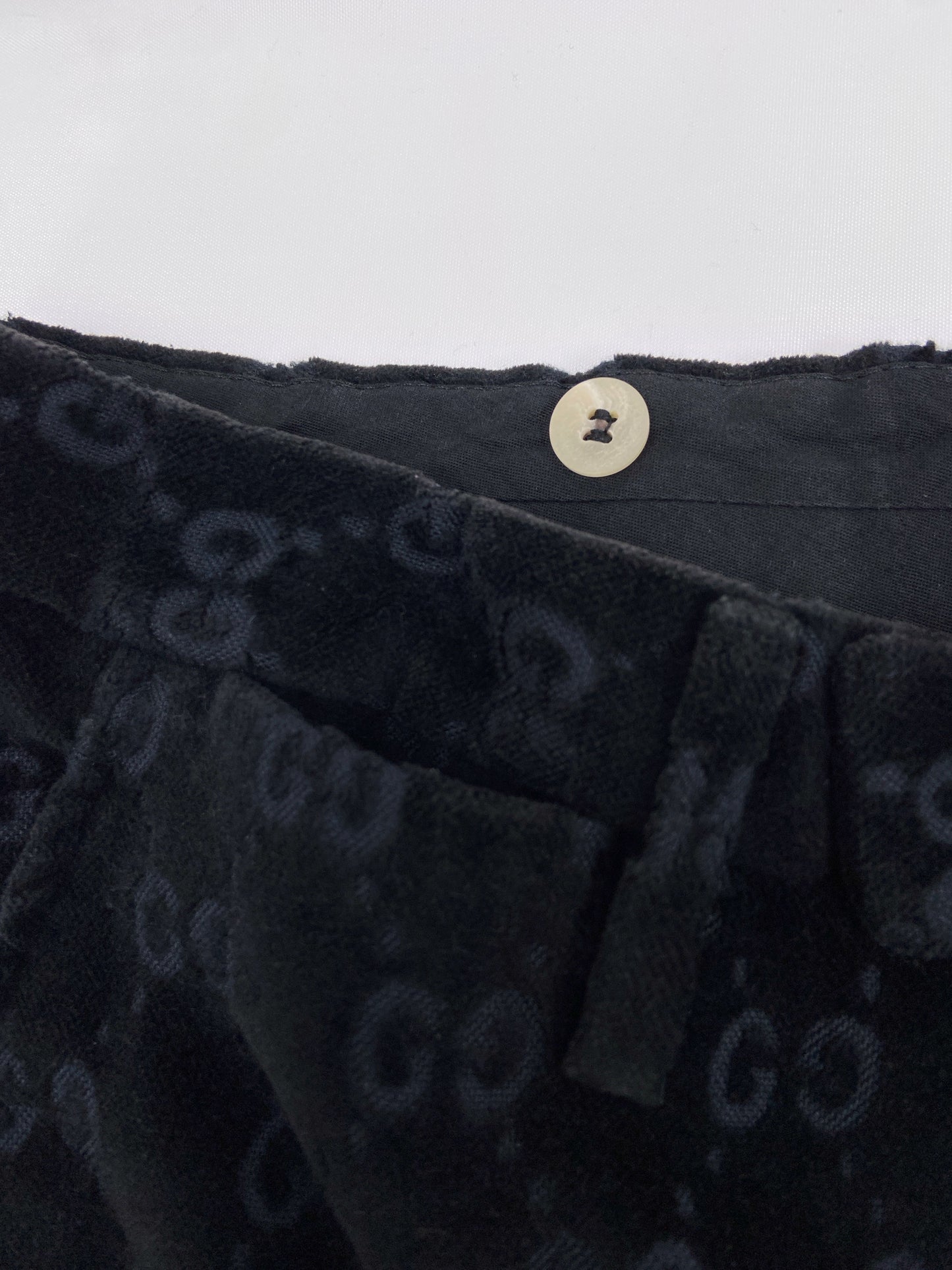 Gucci Fall 1997 Tom Ford Men’s Navy Monogram Velvet Trousers Pants 44