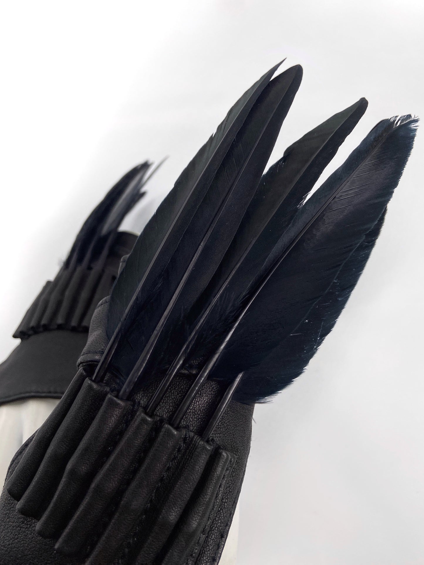 Ann Demeulemeester Fall 2011 Feather Harness Bondage Lambskin Fingerless Gloves