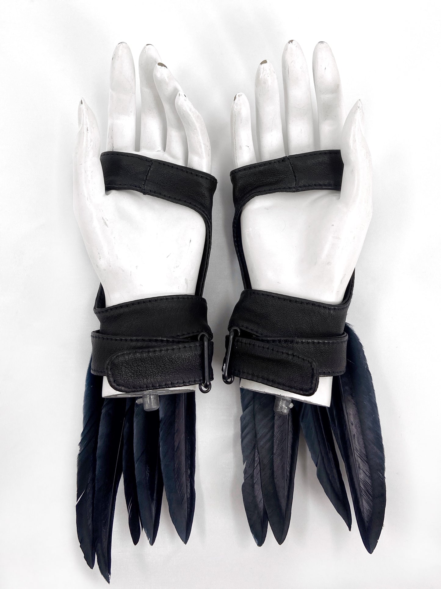 Ann Demeulemeester Fall 2011 Feather Harness Bondage Lambskin Fingerless Gloves