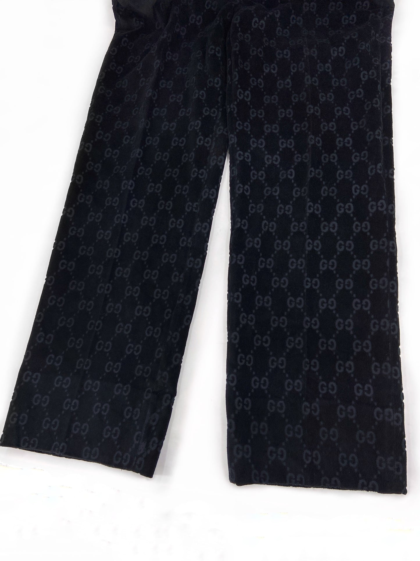 Gucci Fall 1997 Tom Ford Men’s Navy Monogram Velvet Trousers Pants 44