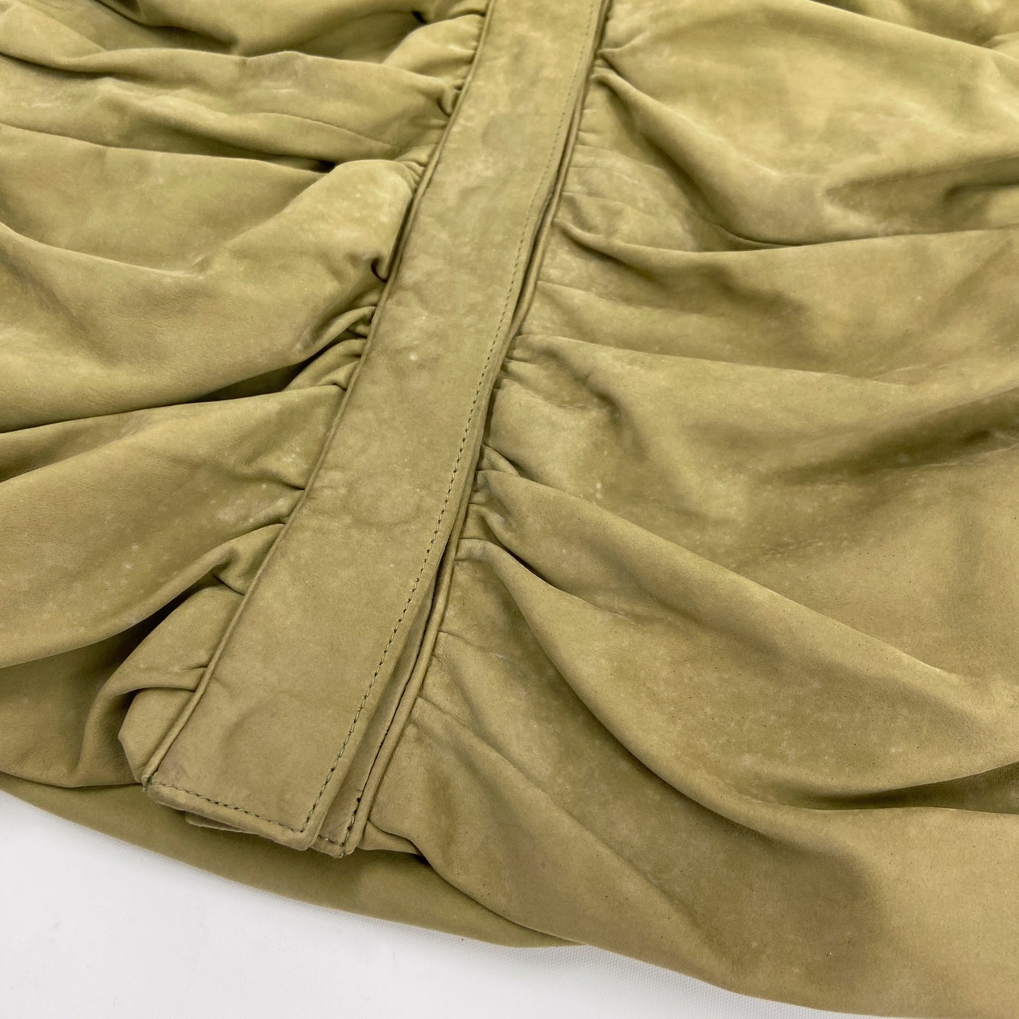 Gucci Spring 2003 Tom Ford Ruched Green Suede Leather Top Jacket