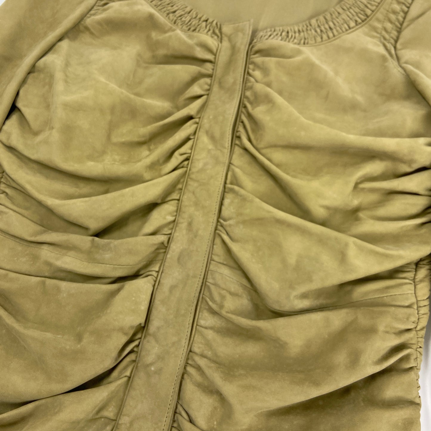 Gucci Spring 2003 Tom Ford Ruched Green Suede Leather Top Jacket