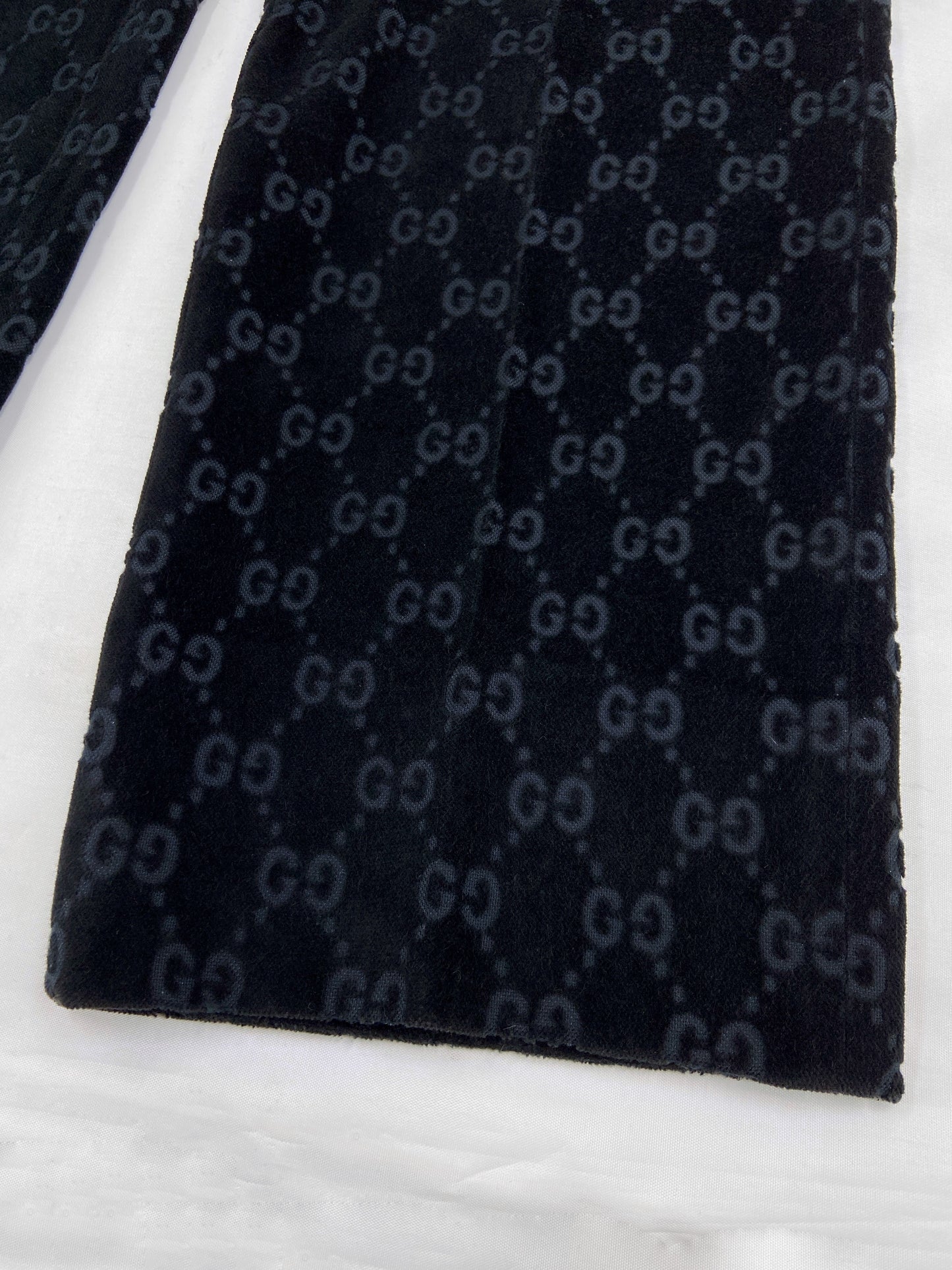 Gucci Fall 1997 Tom Ford Men’s Navy Monogram Velvet Trousers Pants 44