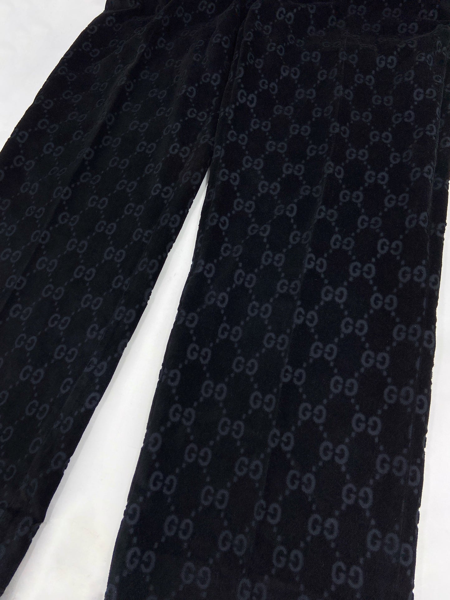 Gucci Fall 1997 Tom Ford Men’s Navy Monogram Velvet Trousers Pants 44