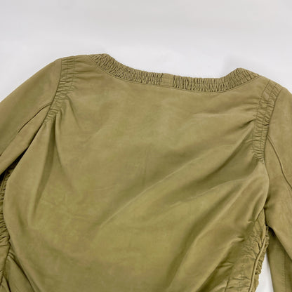 Gucci Spring 2003 Tom Ford Ruched Green Suede Leather Top Jacket