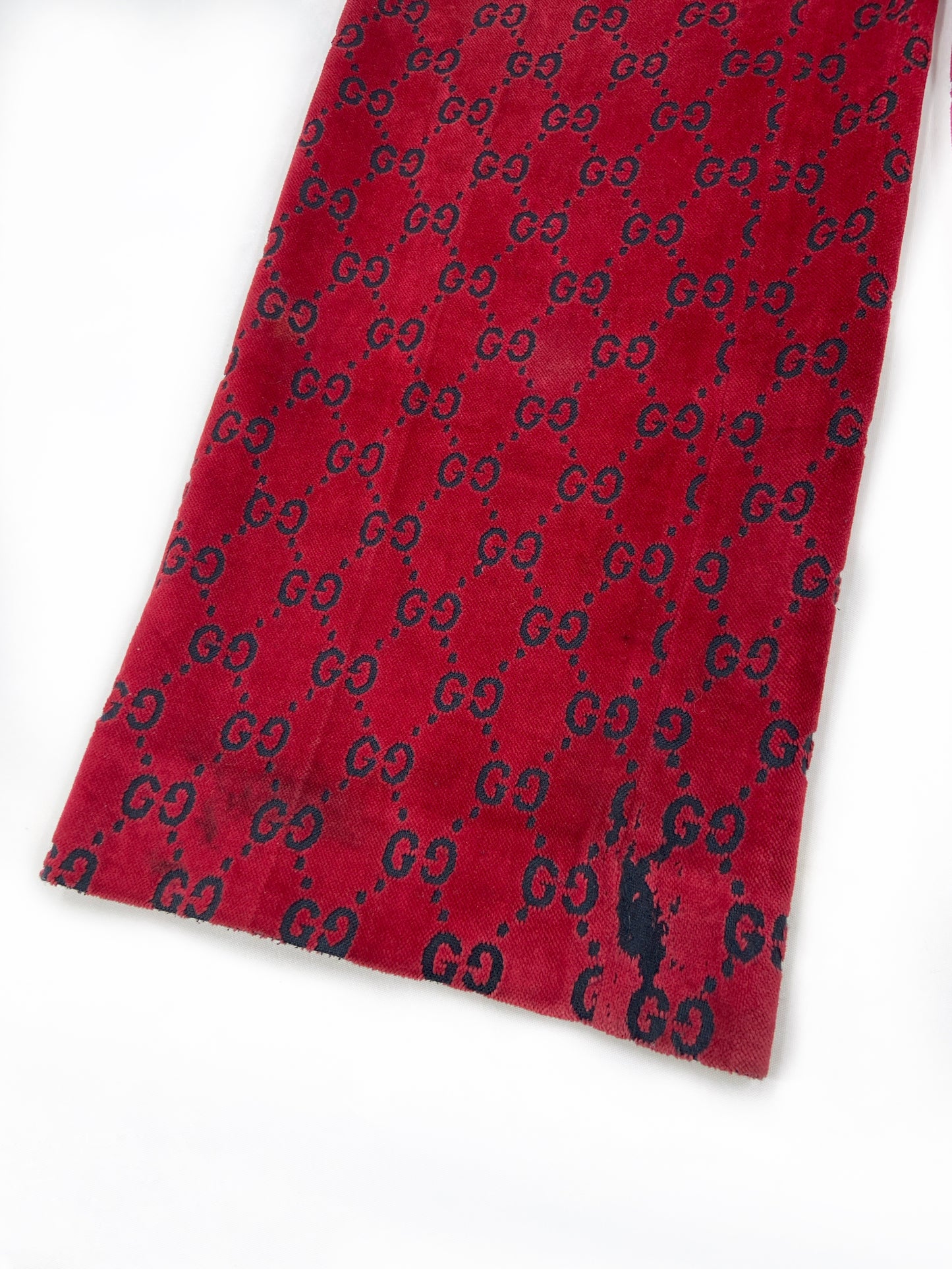 Gucci Fall 1997 Tom Ford Men’s Red Monogram Velvet Trousers Pants 46