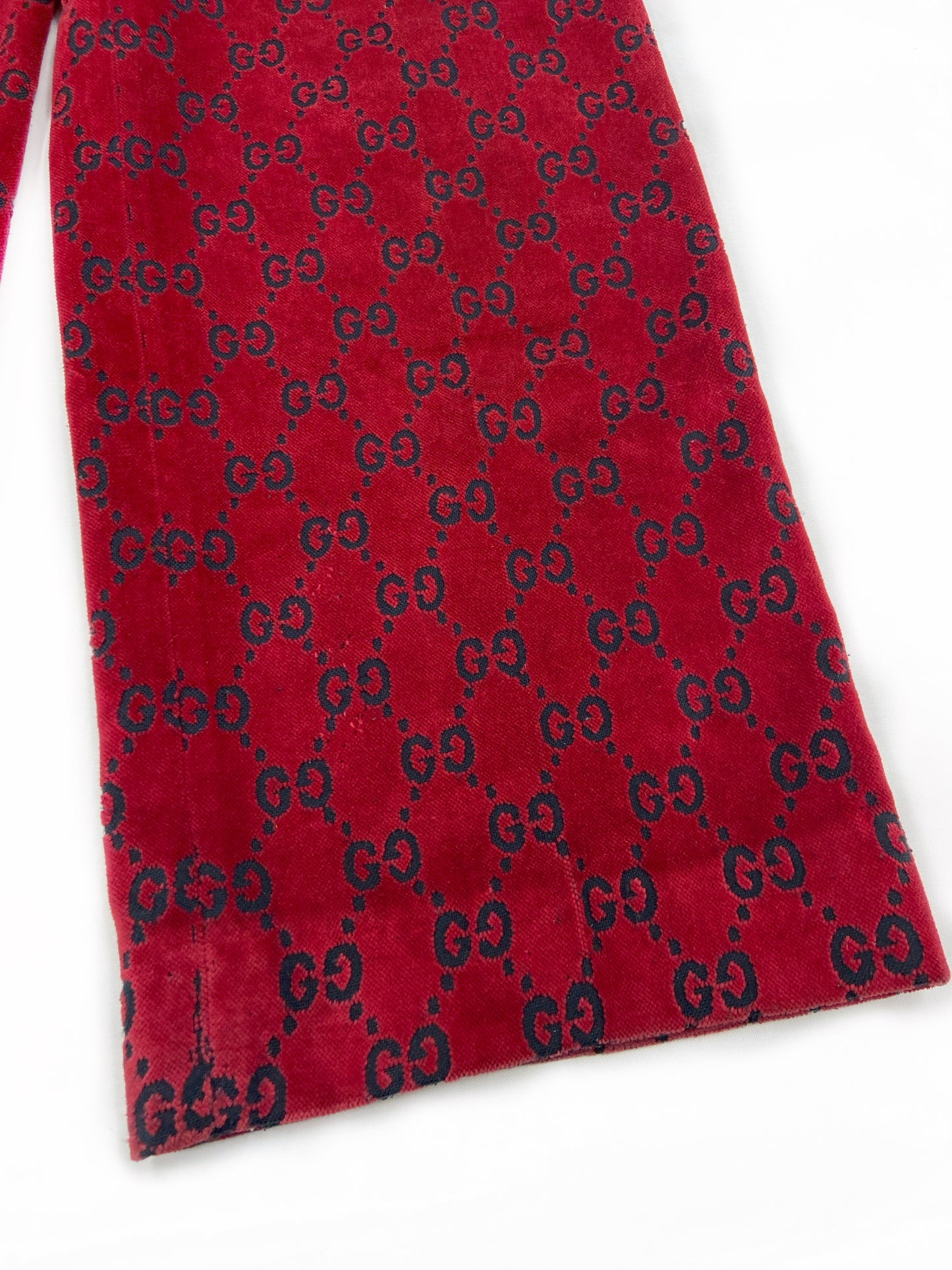 Gucci Fall 1997 Tom Ford Men’s Red Monogram Velvet Trousers Pants 46