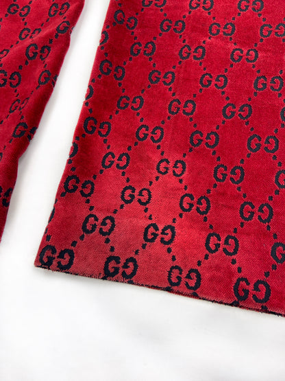 Gucci Fall 1997 Tom Ford Men’s Red Monogram Velvet Trousers Pants 46