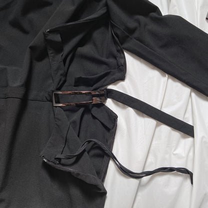 Gucci Tom Ford Spring 1998 black Cut Out Logo Belt Long Sleeve Dress 1996