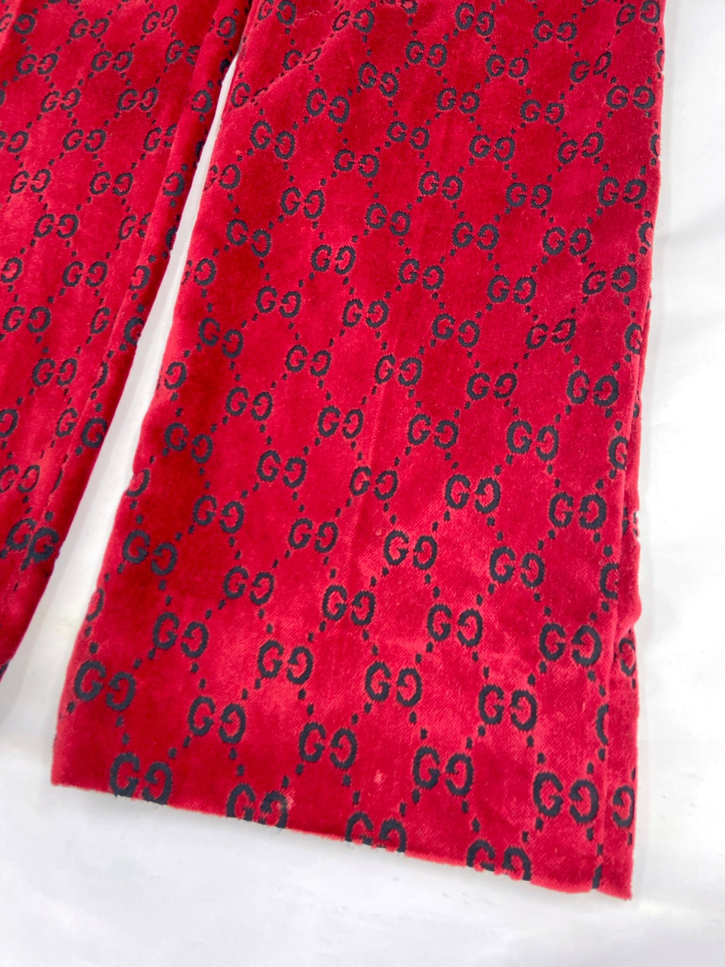 Gucci Fall 1997 Tom Ford Men’s Red Monogram Velvet Trousers Pants 48