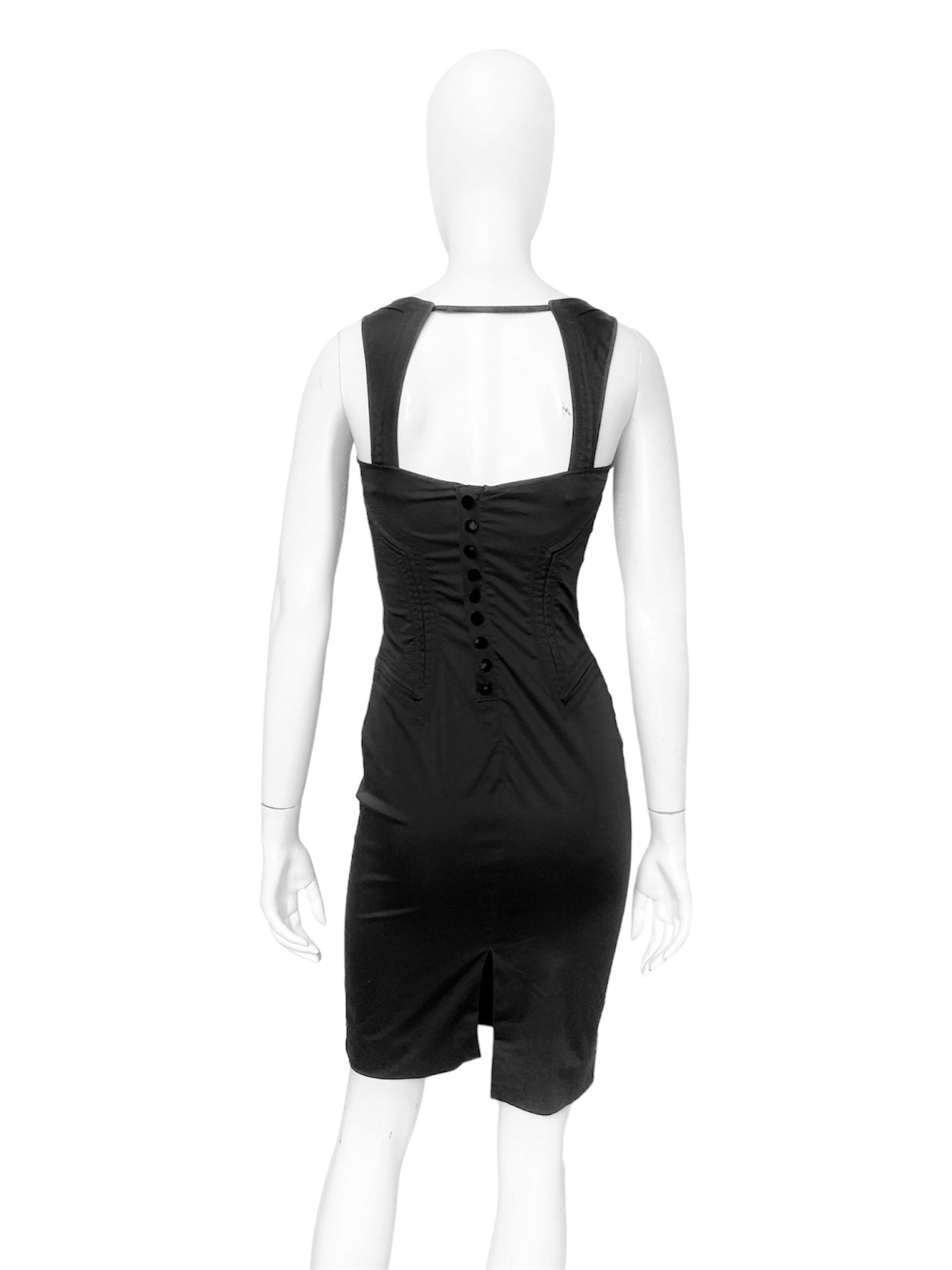 Gucci Spring 2004 Tom Ford Minimal Black Corset Dress 38