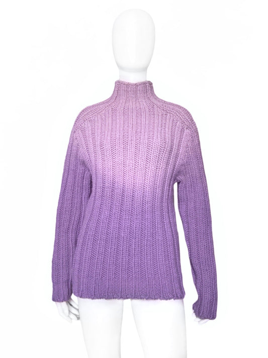 Gucci Fall 1998 Tom Ford Menswear Purple Ombré Heavyweight Knit Turtleneck Sweater L