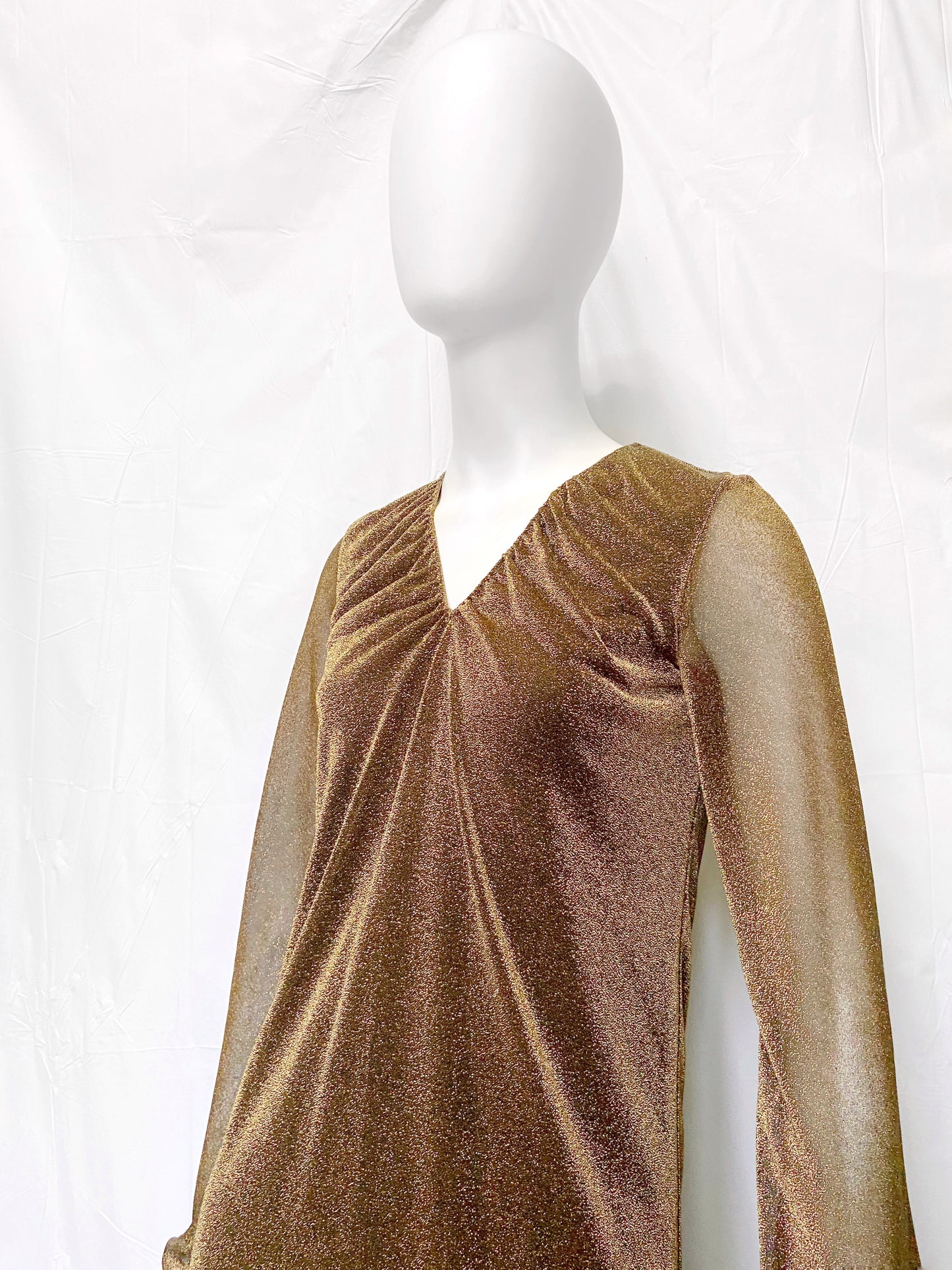 Gucci Fall 2000 Tom Ford Runway Gold Glitter Dress 38