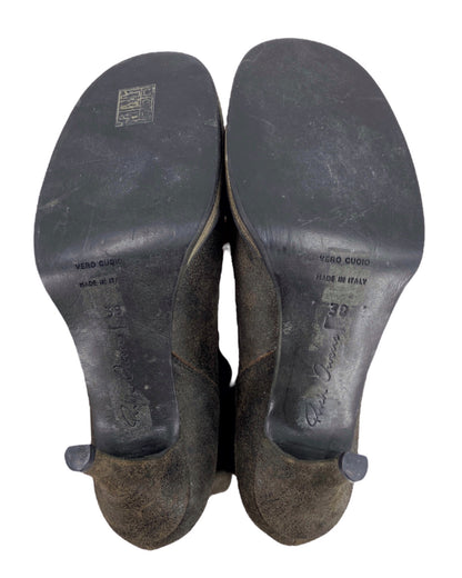 Rick Owens Spring 2006 TUNGSTEN Blistered Leather Heels Boots 38