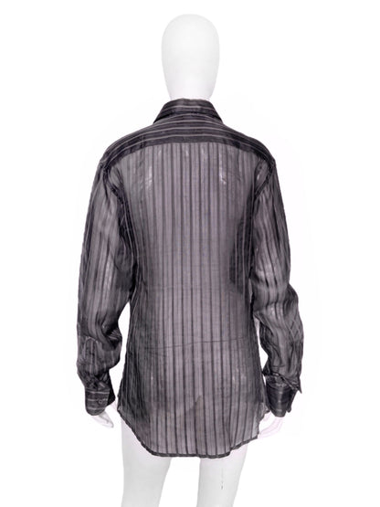 Gucci Spring 2003 Tom Ford Striped Sheer Silk Button Dress Shirt