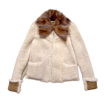 Miu Miu Fall 2004 Lamb/Pony Shearling Fur Leather Jacket M