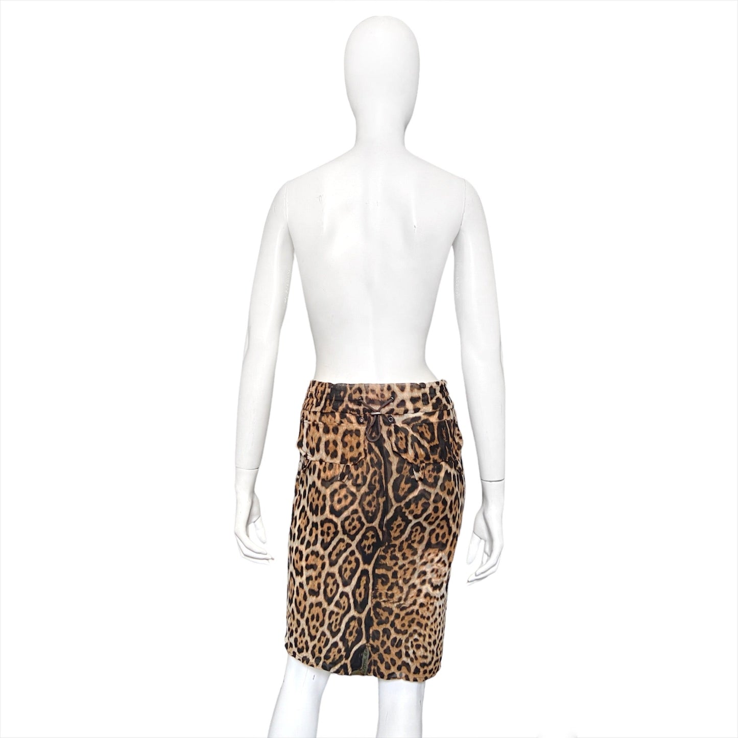 Yves Saint Laurent Rive Gauche by Tom Ford Spring 2002 leopard print silk skirt