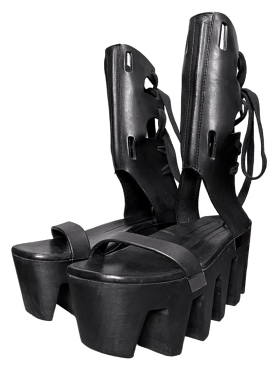 Rick Owens spring 2015 Faun Platform Geta Clog Sandal Boot 37