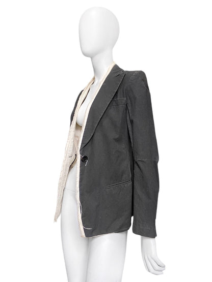 Ann Demeulemeester Fall 2000 Distressed Bondage Glitter Blazer with Exposed Lining 36