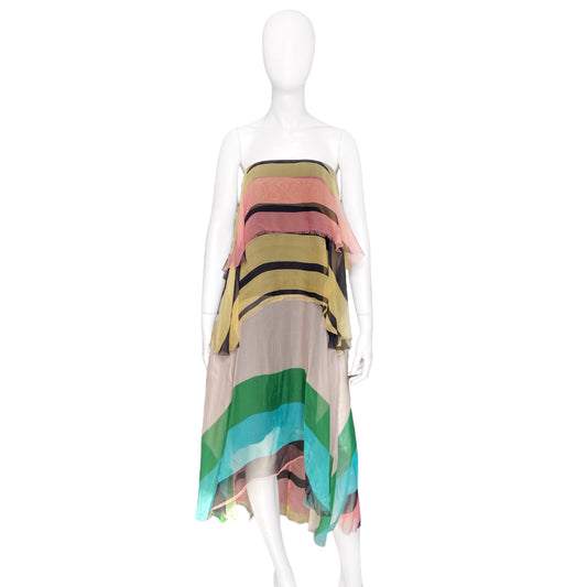 Dries Van Noten Spring 2015 Silk Rainbow Silk Skirt