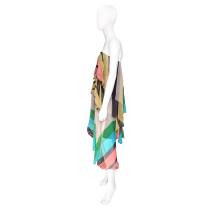 Dries Van Noten Spring 2015 Silk Rainbow Silk Skirt