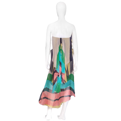 Dries Van Noten Spring 2015 Silk Rainbow Silk Skirt