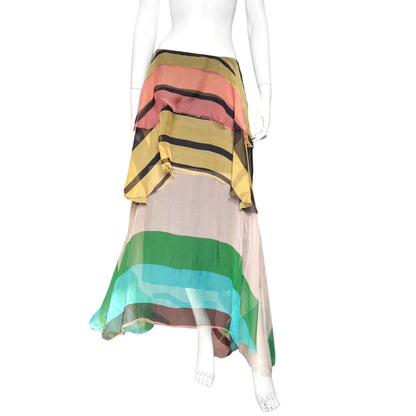 Dries Van Noten Spring 2015 Silk Rainbow Silk Skirt