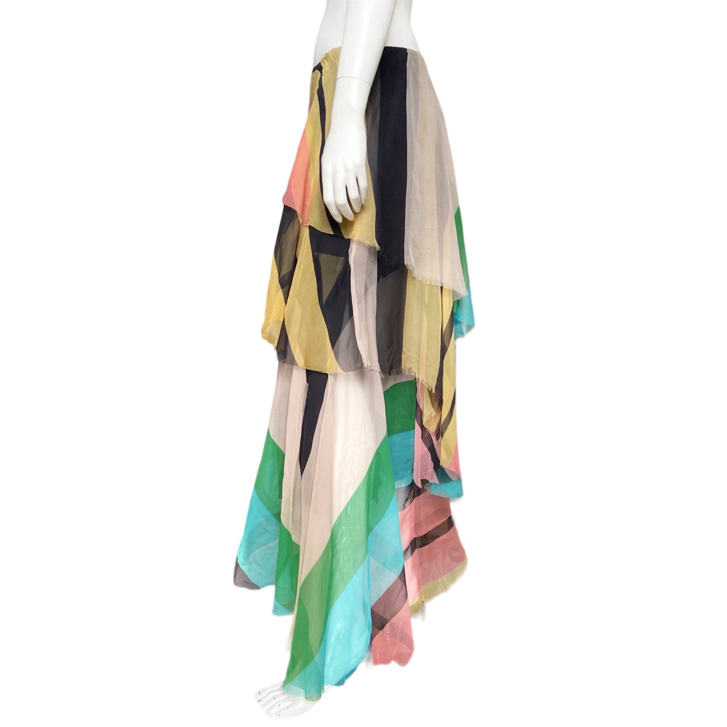 Dries Van Noten Spring 2015 Silk Rainbow Silk Skirt