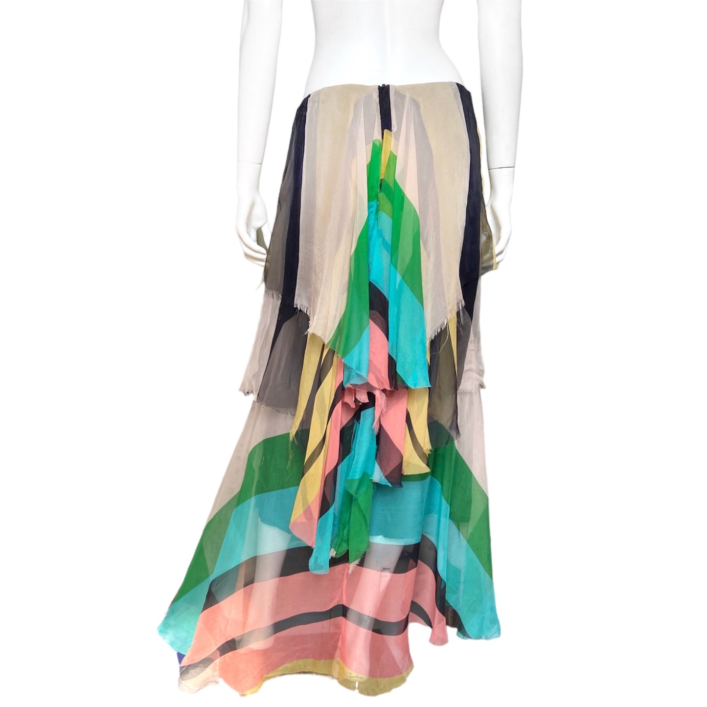 Dries Van Noten Spring 2015 Silk Rainbow Silk Skirt