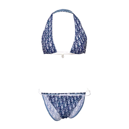 NEW Dior Galliano Spring 2002 blue oblique monogram bikini swimsuit