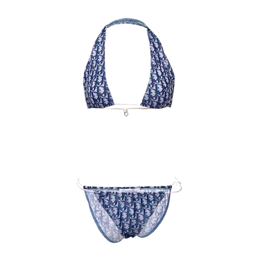 NEW Dior Galliano Spring 2002 blue oblique monogram bikini swimsuit