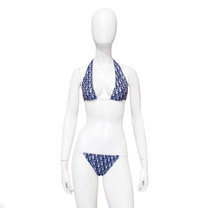 NEW Dior Galliano Spring 2002 blue oblique monogram bikini swimsuit