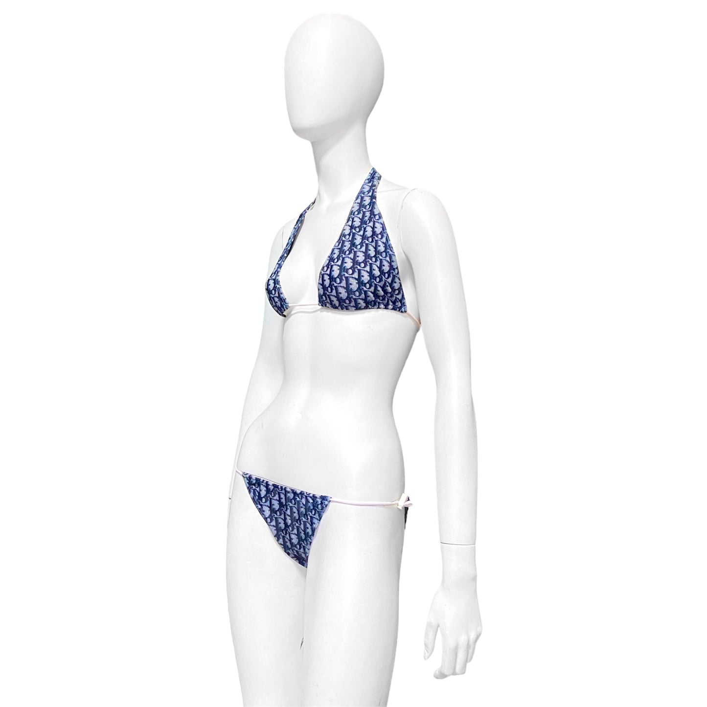 NEW Dior Galliano Spring 2002 blue oblique monogram bikini swimsuit