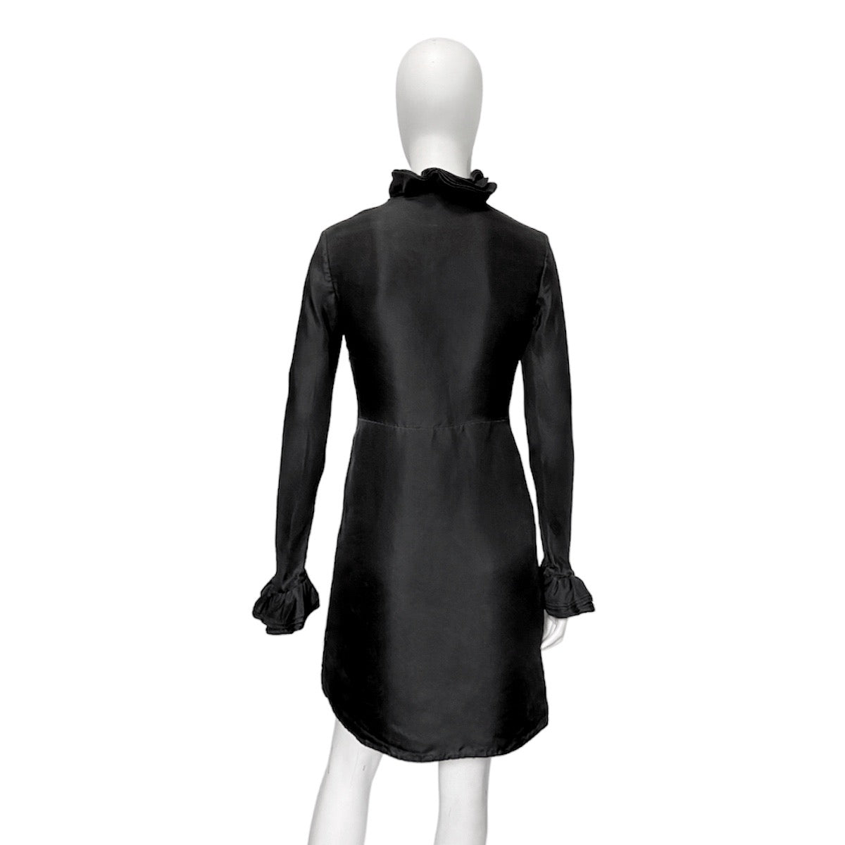 Gucci Tom Ford Fall 2000 Silk Ruffle Collar Black Mini Dress